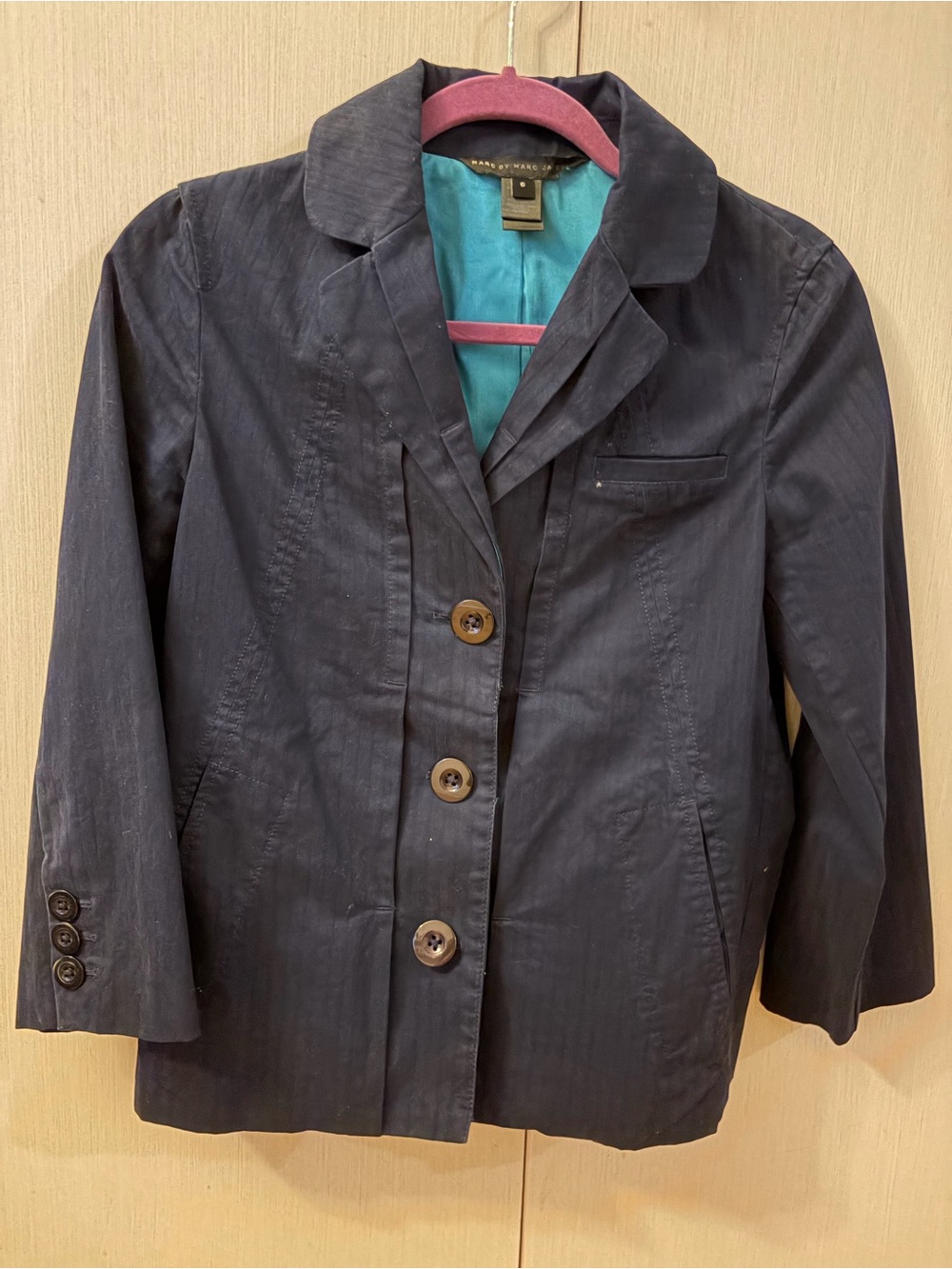 Marc By Marc Jacobs Navy Blazer with Teal Lining